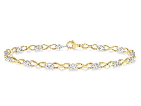 1 10 Ctw Round Cut Diamond Illusion Plate Link Bracelet in 10K Yellow and White Gold Online now