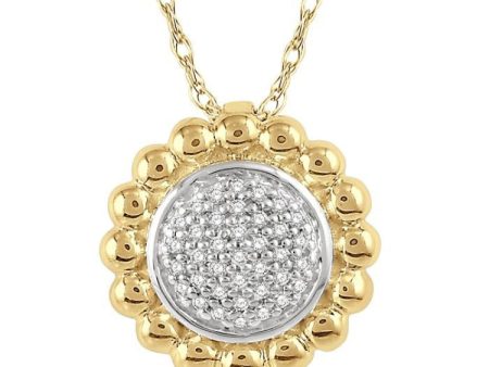 1 20 Ctw Floral Round Cut Diamond Fashion Pendant in 10K Yellow Gold with chain Discount