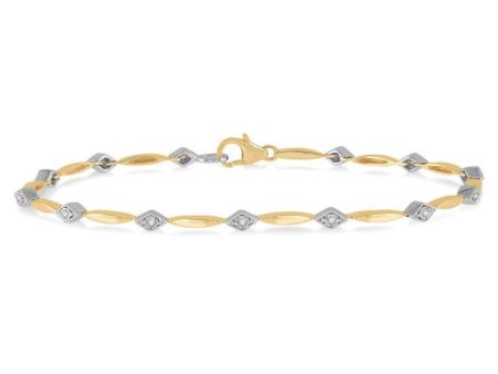 1 10 Ctw Illusion Plate Round Cut Diamond Link Bracelet in 10K Yellow and White Gold For Discount