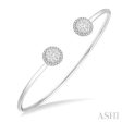 5 8 Ctw Lovebright Round Open Cuff Diamond Bangle in 14K White Gold Cheap