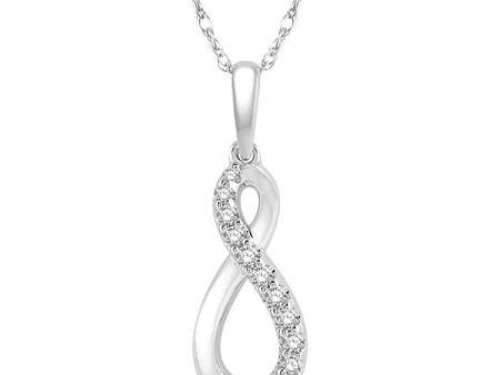 1 10 Ctw Figure Eight Round Cut Diamond Infinity Pendant in 10K White Gold with chain Discount