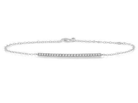 1 5 Ctw Bar Shape Round Cut Diamond Link Chain Bracelet in 10K White Gold Fashion