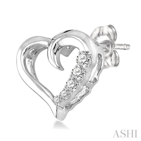 1 20 Ctw Single Cut Diamond Heart Shape Diamond Journey Earrings in Sterling Silver Fashion