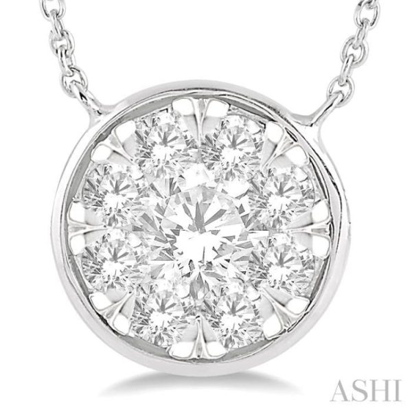 1 2 Ctw Round Shape Lovebright Diamond Necklace in 14K White Gold Online Sale