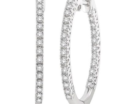 1 2 Ctw Round cut Diamond Hoop Earrings in 14K White Gold Discount