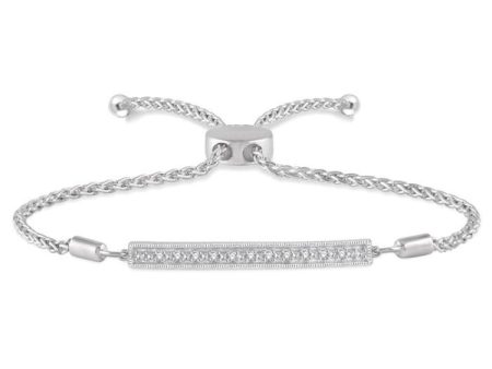 1 20 Ctw Horizontal Bar Round Cut Diamond Sterling Silver Lariat Bracelet on Sale