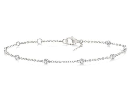 1 4 ctw Circular Mount Round Cut Diamond Station Bracelet in 14K White Gold Cheap