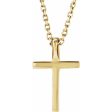 14K Yellow Natural Peridot Petite Cross 16  Necklace For Sale