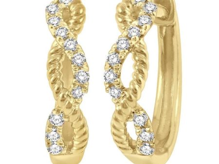 1 10 Ctw Split & Twisted Rope and Round Cut Diamond Huggie Earrings in 10K Yellow Gold Discount