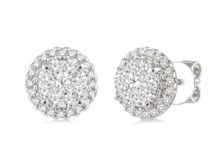 1 2 Ctw Lovebright Round Cut Diamond Earrings in 14K White Gold Sale