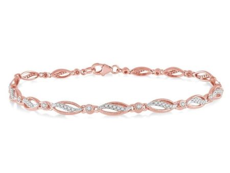 1 3 Ctw Round Cut Diamond Marquise Fashion Bracelet in 10K Rose Gold Online