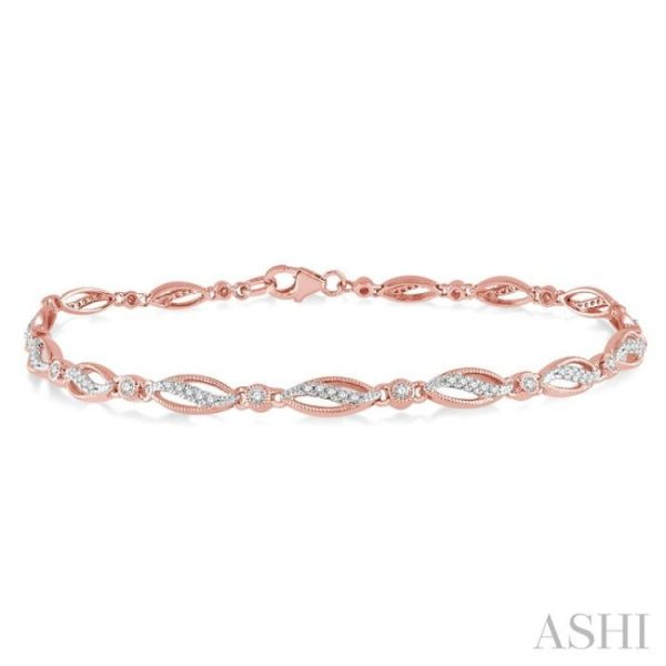 1 3 Ctw Round Cut Diamond Marquise Fashion Bracelet in 10K Rose Gold Online