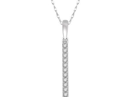 1 10 Ctw Straight Bar Round Cut Diamond Pendant in 10K White Gold Sale