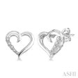 1 20 Ctw Single Cut Diamond Heart Shape Diamond Journey Earrings in Sterling Silver Fashion