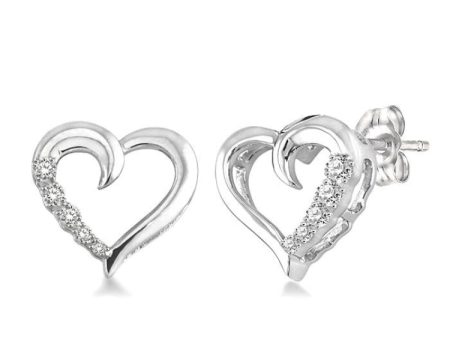 1 20 Ctw Single Cut Diamond Heart Shape Diamond Journey Earrings in Sterling Silver Fashion