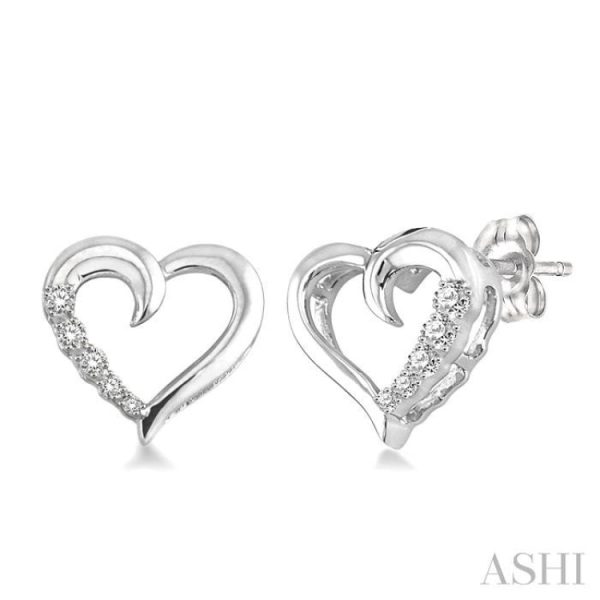 1 20 Ctw Single Cut Diamond Heart Shape Diamond Journey Earrings in Sterling Silver Fashion