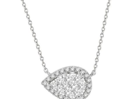 1 2 ctw Pear Shape Round Cut Diamond Lovebright Necklace in 14K White Gold Supply