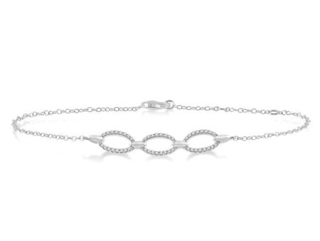 1 5 Ctw Triple Oval Cutout Centerpiece Round Cut Diamond Link Chain Bracelet in 10K White Gold Online