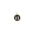 Gold Finish Sterling Silver Black Enamel Initial Charm - H Online Sale