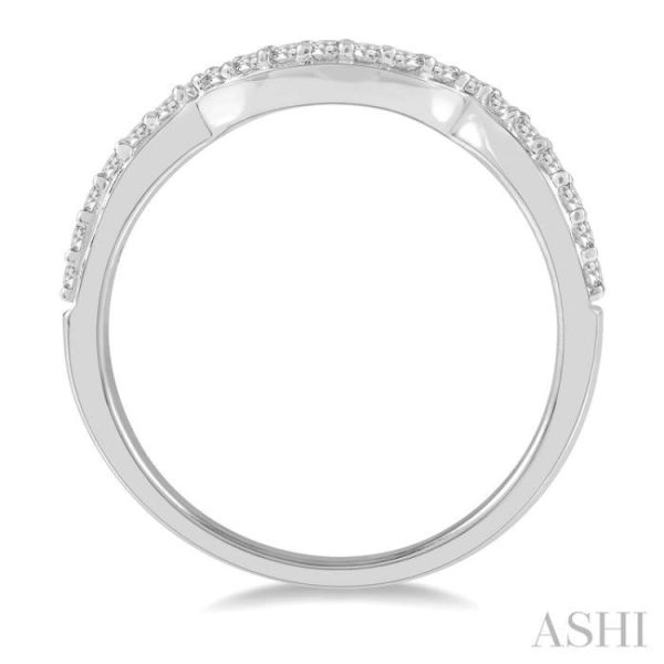 1 4 ctw Crescent Center Round Cut Diamond Wedding Band in 14K White Gold For Cheap