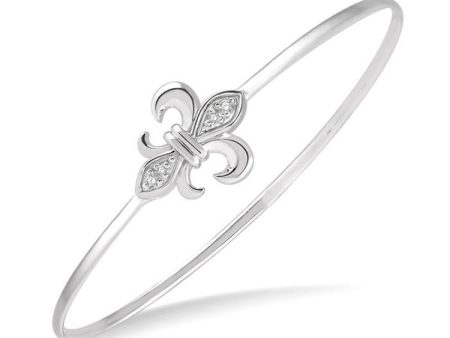 1 20 Ctw Fleur De Lis Round Cut Diamond Flexi Bangle in Sterling Silver Cheap