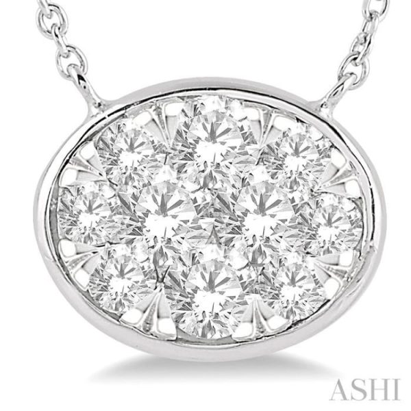 1 2 Ctw Oval Shape Lovebright Diamond Necklace in 14K White Gold Discount