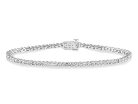 1 4 Ctw Round Cut Diamond Miracle Plate Bracelet in 10K White Gold on Sale