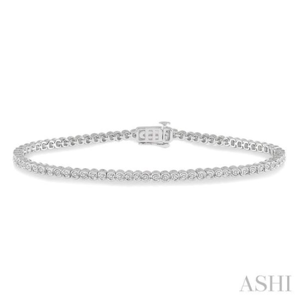 1 4 Ctw Round Cut Diamond Miracle Plate Bracelet in 10K White Gold on Sale