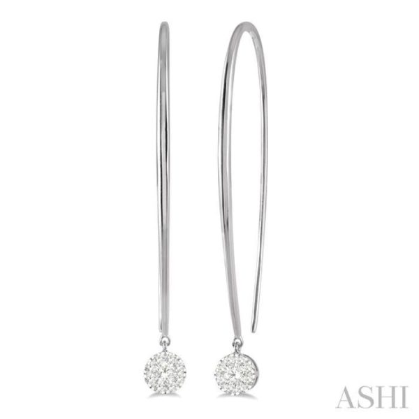 1 3 ctw Round Dangler Lovebright Diamond Earring in 14K White Gold Online now