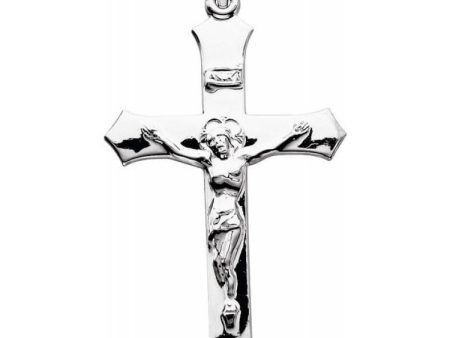 14K White 47.3x25.5 mm Crucifix Pendant Online now