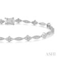 1 1 10 ctw Marquise and Floral Link Diamond Bracelet in 14K White Gold Online now