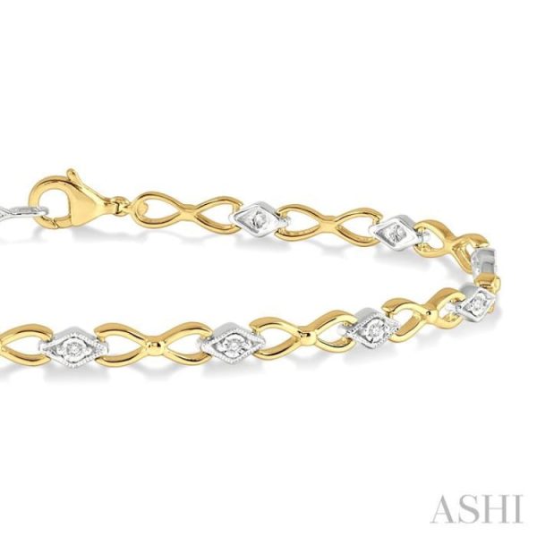 1 10 Ctw Round Cut Diamond Illusion Plate Link Bracelet in 10K Yellow and White Gold Online now