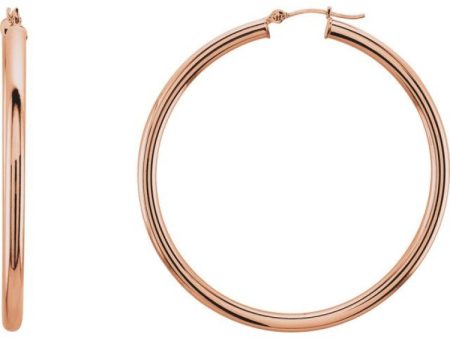 14K Rose 48 mm Tube Hoop Earrings Online Hot Sale