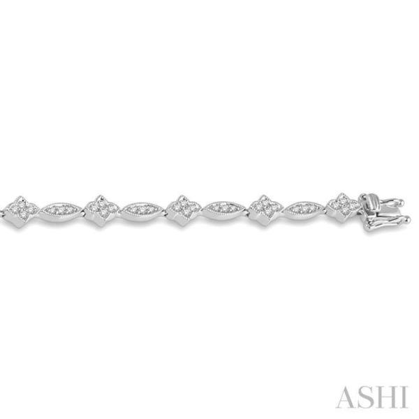 1 1 10 ctw Marquise and Floral Link Diamond Bracelet in 14K White Gold Online now