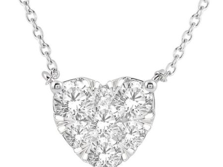 3 4 Ctw Lovebright Diamond Heart Necklace in 14K White Gold Hot on Sale