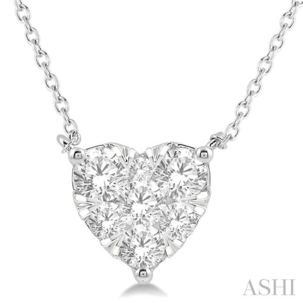 3 4 Ctw Lovebright Diamond Heart Necklace in 14K White Gold Hot on Sale