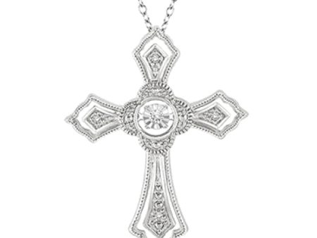 1 20 Ctw Cross Charm Round Cut Diamond Emotion Pendant With Cable Chain in Sterling Silver Online Hot Sale