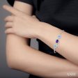 1 20 Ctw Oval 10x8 MM Amethyst & Pear Shape 7x5 MM Blue Topaz Round Diamond 3Stone Sterling Silver Lariat Bracelet Online now