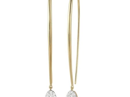 1 3 ctw Oval Shape Dangler Lovebright Round Cut Diamond Earring in 14K Yellow and White Gold For Cheap