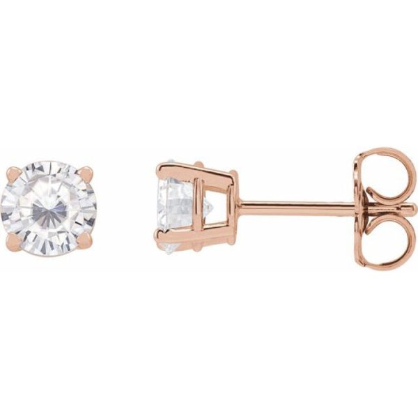 14K Rose 5 mm Stuller Lab-Grown Moissanite Stud Earrings Sale