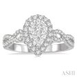 3 4 Ctw Pear Shape Diamond Lovebright Ring in 14K White Gold on Sale