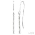 1 10 Ctw Hanging Straight Bar Round Cut Diamond Earrings in 10K White Gold For Cheap