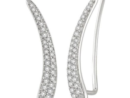 1 2 Ctw Round Cut Diamond Bar Climbers Earrings in 14K White Gold Online now