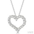 1 1 2 ctw Heart Shape Round Cut Diamond Pendant With Chain in 14K White Gold Online Sale