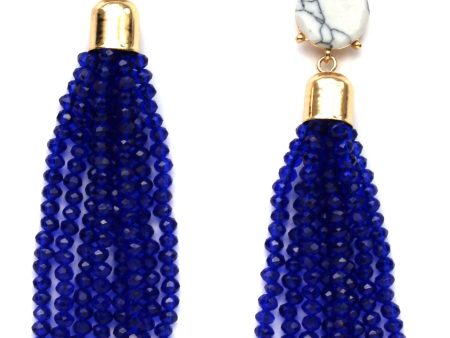 Sweet Treat Jeweled Tassel Earrings- Navy Online