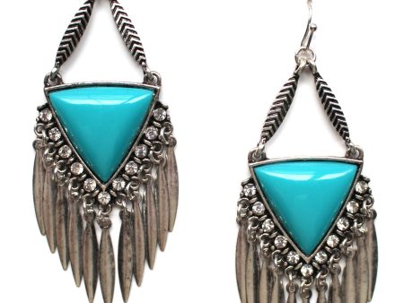 Southern Belle Fringe Earrings- Turquoise For Sale