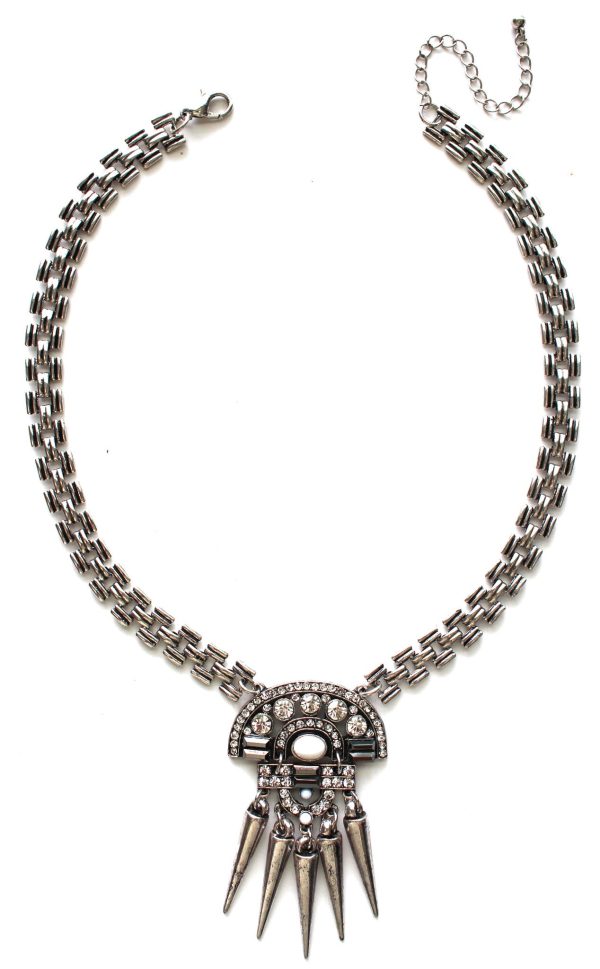 Boho Spike Necklace- Silver Online Sale