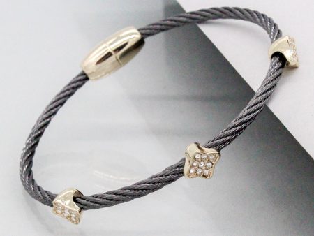 Stack It Up Wire Bangle Bracelet- Gunmetal   Pavé Clover Leaf Supply