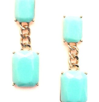 Square Chain Drop Earrings- Mint Cheap