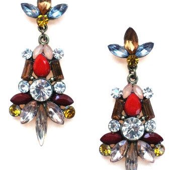 Jeweled Spike Earrings- Red For Cheap